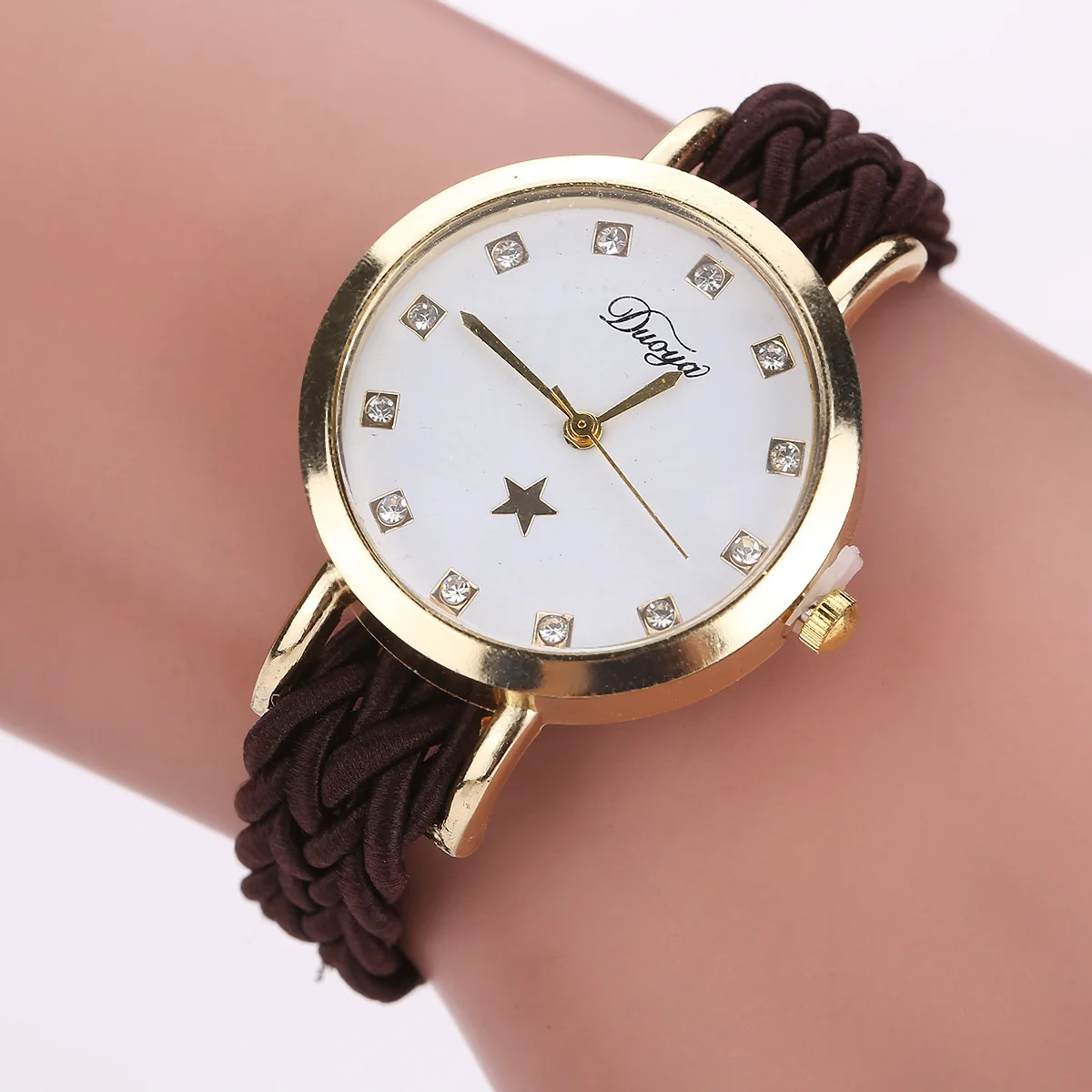 Senhoras plutônio pulseira mesa personalizado senhoras vestido relógios de pulso relógio feminino corda trançada faixa de borracha relógios femininos reloj muje