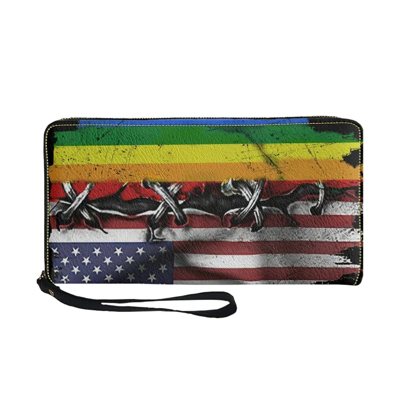 Women Wallet Luxury Designer LGBT Pride Flag Design Luxury Leather Female Purse Ladies Purses Casual Zipper Girls Card Holder