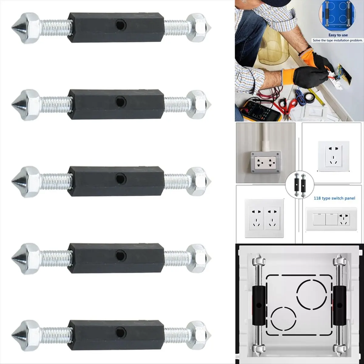 (ABGQ) 10PCS Manganese Steel Switch Socket Concealed Box Repairer Cassette Repair Unit Electrical Case with Wrench Type 118