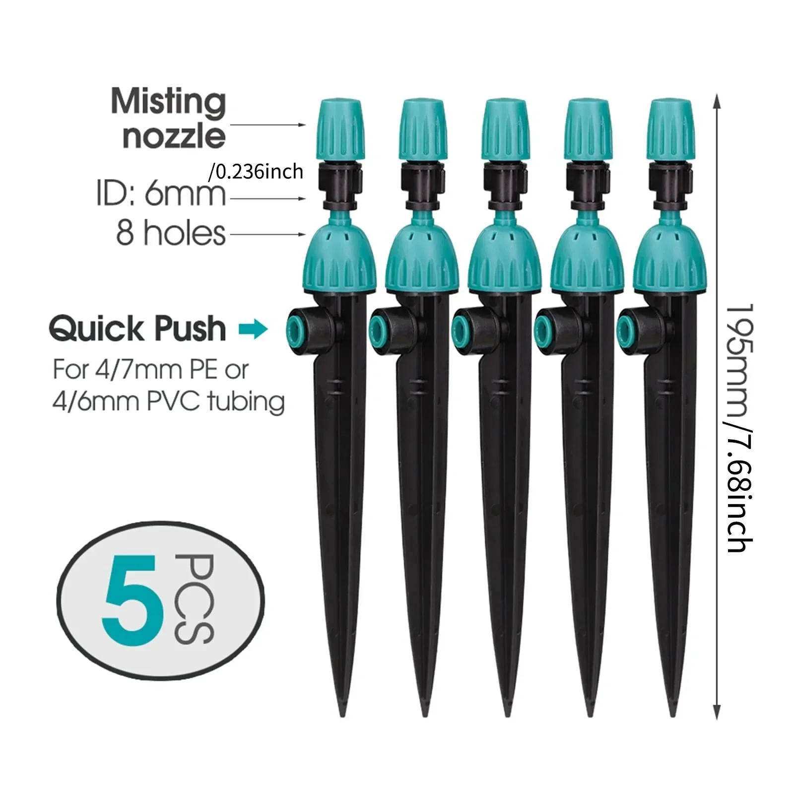 Atomizing Nozzle for 1/4 Inch Pipe 2 in 1 Drip Irrigation Transmitter and Atomizing Nozzle for Garden 360 Degree Flow Dropper