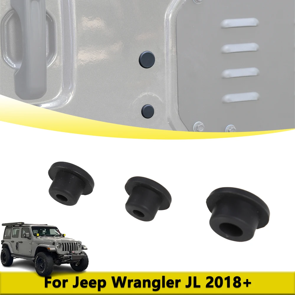 

for Jeep Wrangler JL 2018-2023 Tailgate Rubber Plugs Set Tramp Stamp Tire Carrier Delete Removable Snug Rubber Accessories 3pcs