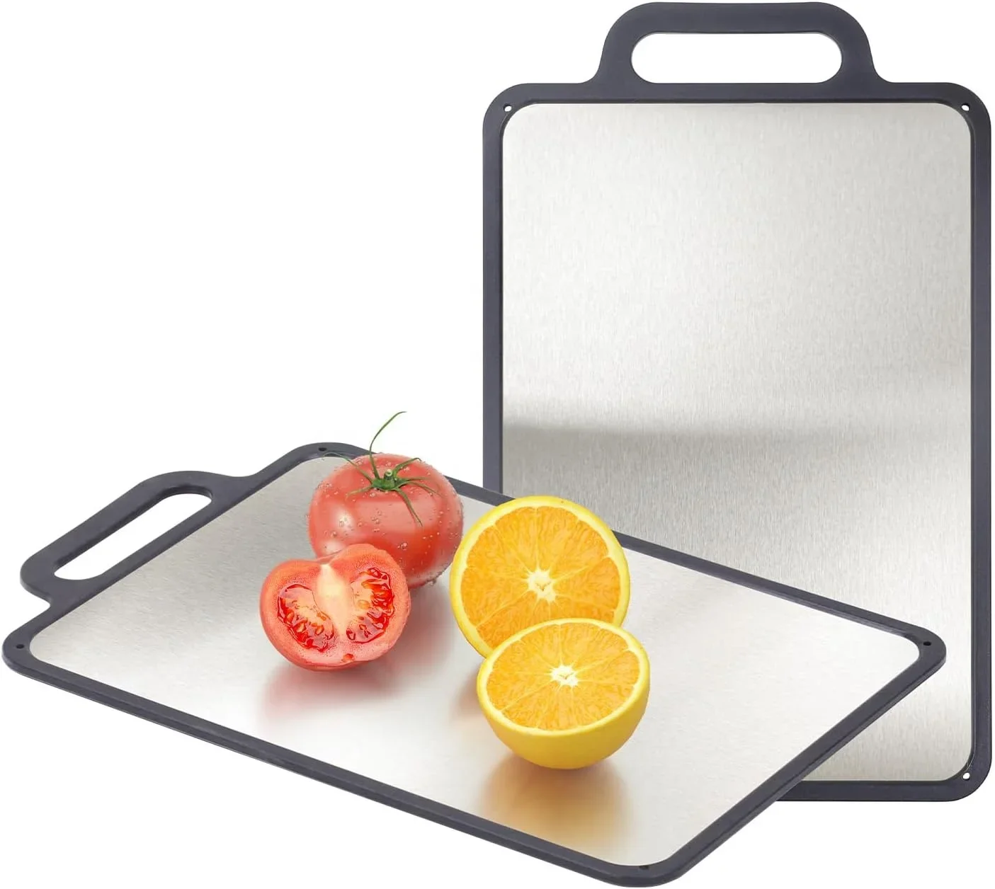 TOALLWIN Kitchen Accessories Plastic Chopping Board Kitchen Double Side Cutting Board Set Stainless Steel Cutting Board