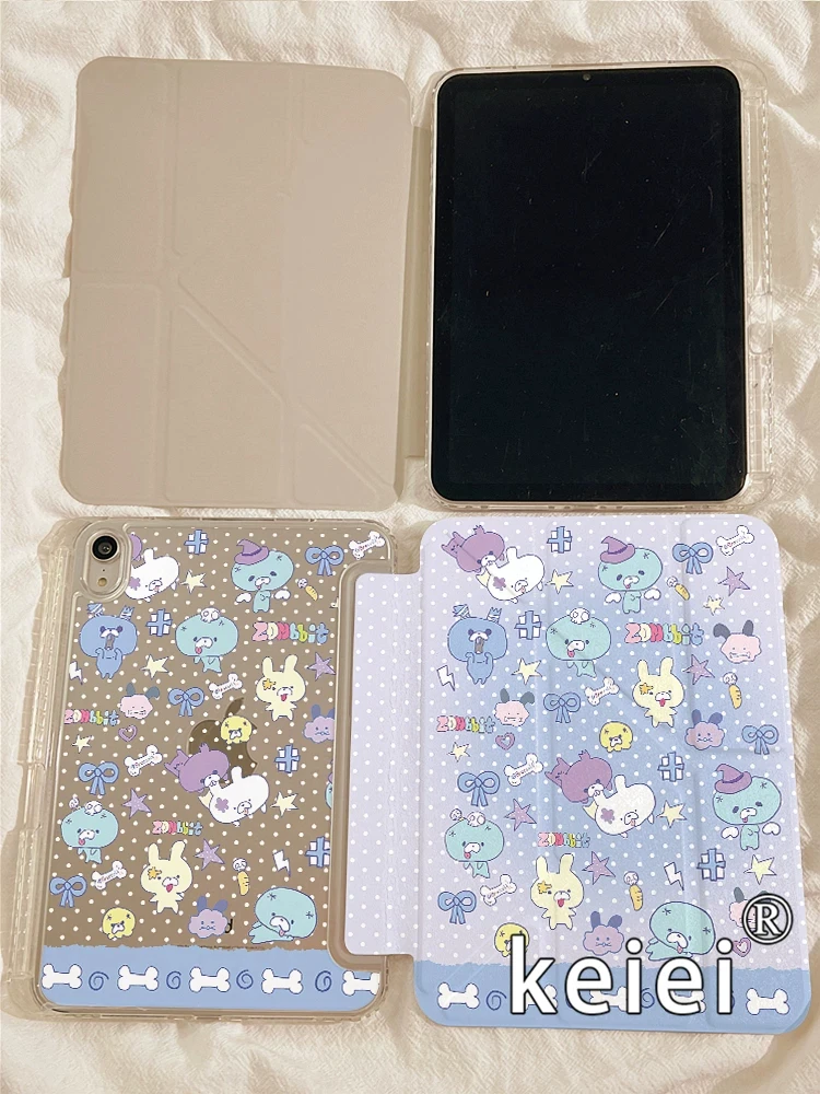 Cartoon Wave Point Zombie Rabbit For iPad Pro 11 13In 2025 iPad Pro 12.9in Air7 10th M4 M5 MINI 3Y-Shaped Fold Protective Cover