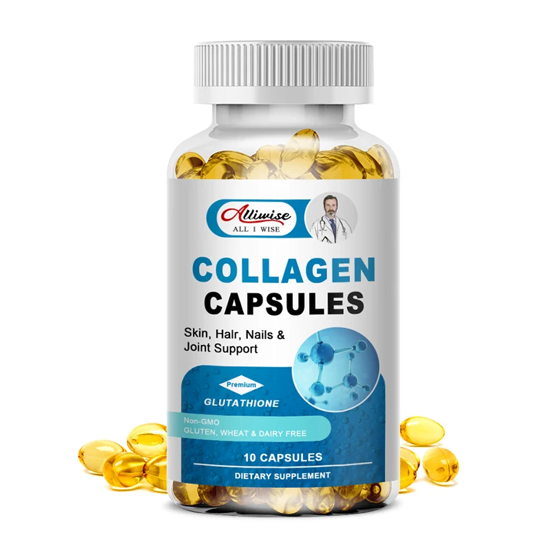 

Alliwise Collagen with Glutathione Biotin Smooth Skin Vegan Capsules Whitening Repairing Skin Reducing Wrinkles Supporting