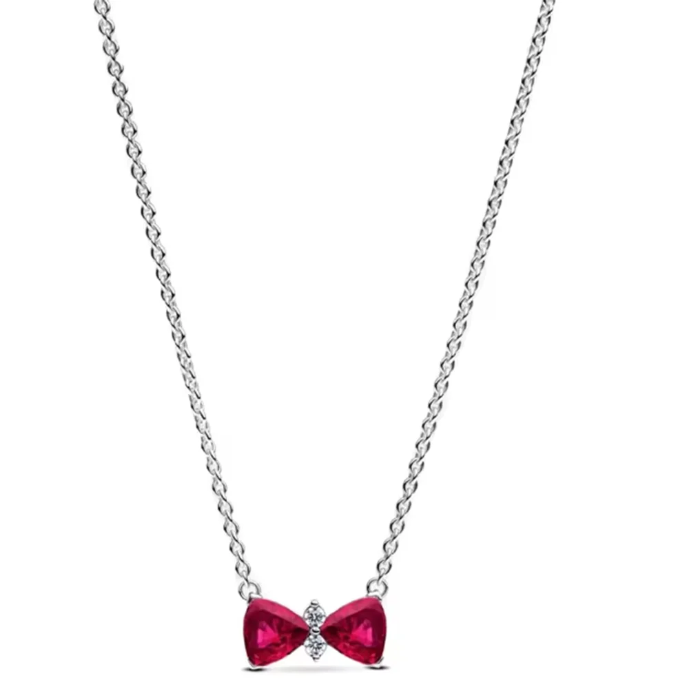 2026 Neue 925 Silber Schleifen-Liebes-Schlüsselanhänger-Halskette für Damen – DIY-Modeschmuck-Geschenk für Hochzeiten und Partys