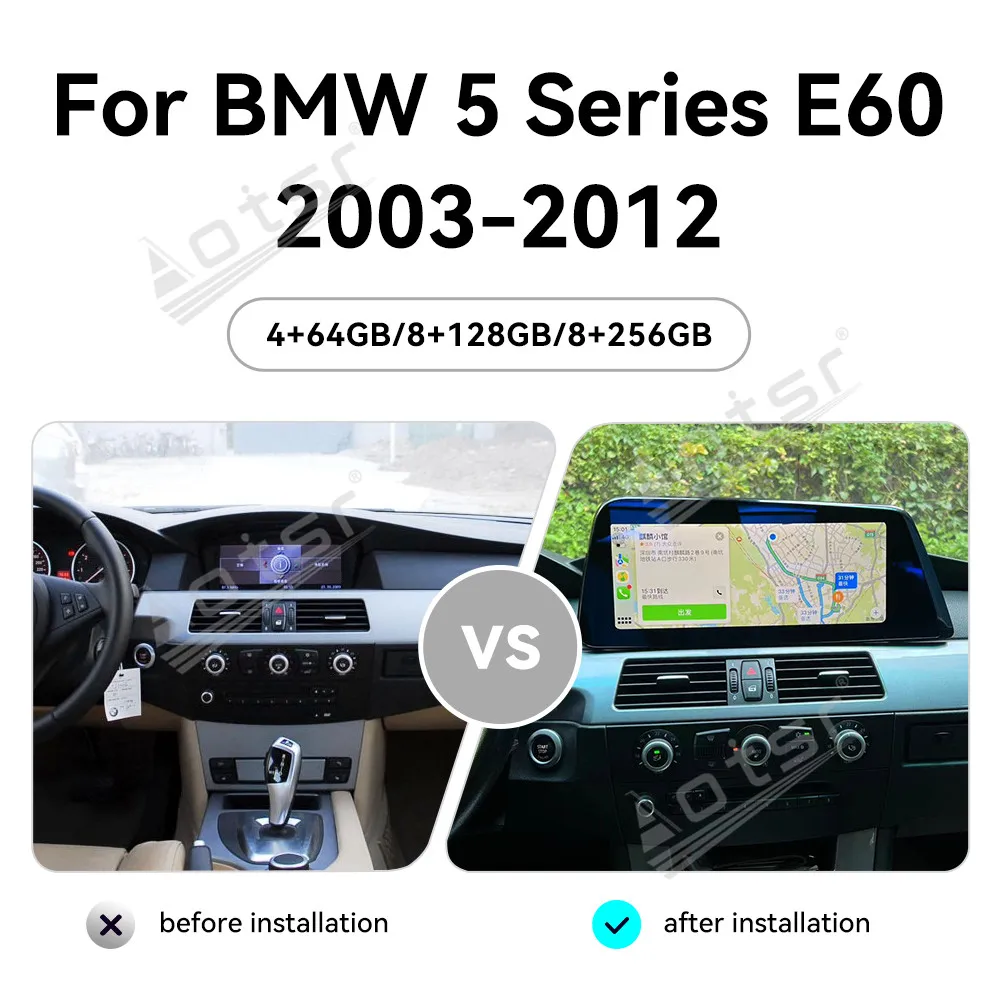 12.3 Inch For BMW E60 5 Series 2003-2012 Android 13 Multimedia Player Car GPS Navigation Audio Head Unit Stereo Qualcomm