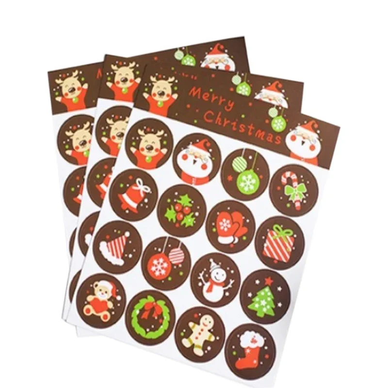 160pcs/lot Santa Claus Gifts Self Adhesive Pattern for Box Bags Baking DIY Gift Stickers Cute Stickers