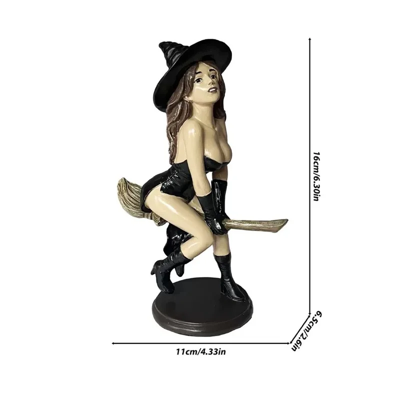 Cross-Border New Product Sexy Witch Bookshelf Statue Ornament Halloween Home Decoration Resin Craft