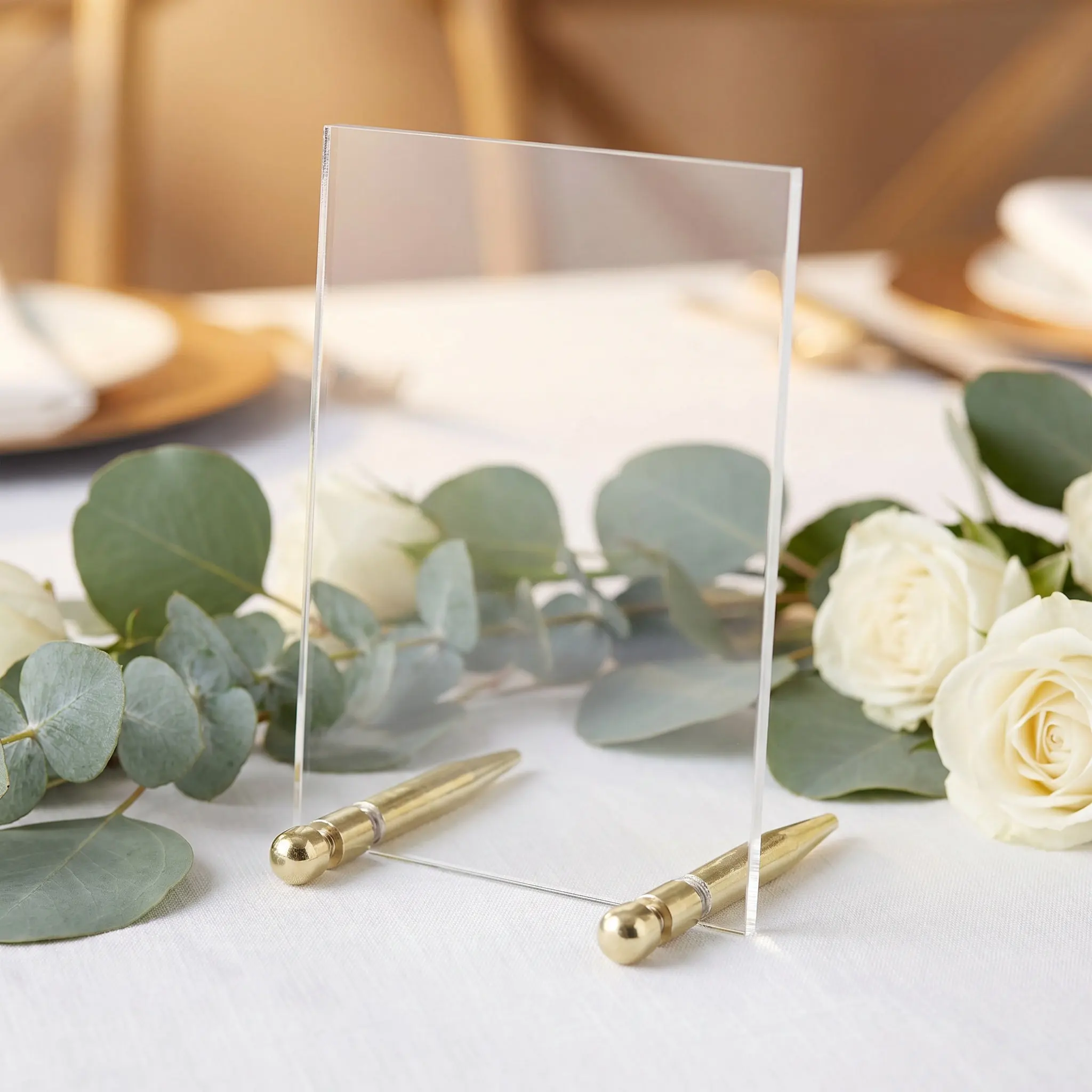 6pcs Golden M4 Screw Standoffs for Photo Frames, Acrylic Signs, Desktop Decor & Wedding Table Numbers