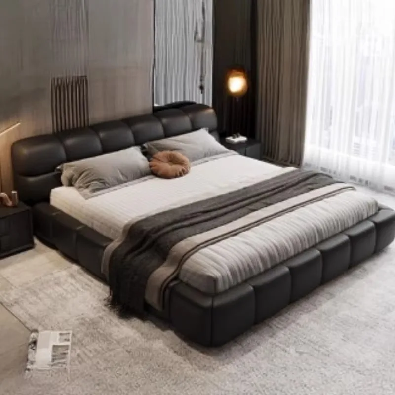 Black Modern Adult Double Bed Bedrooms Comforter Living Room Bed Frames Full Size Headboards Letto Matrimoniale Home Furniture