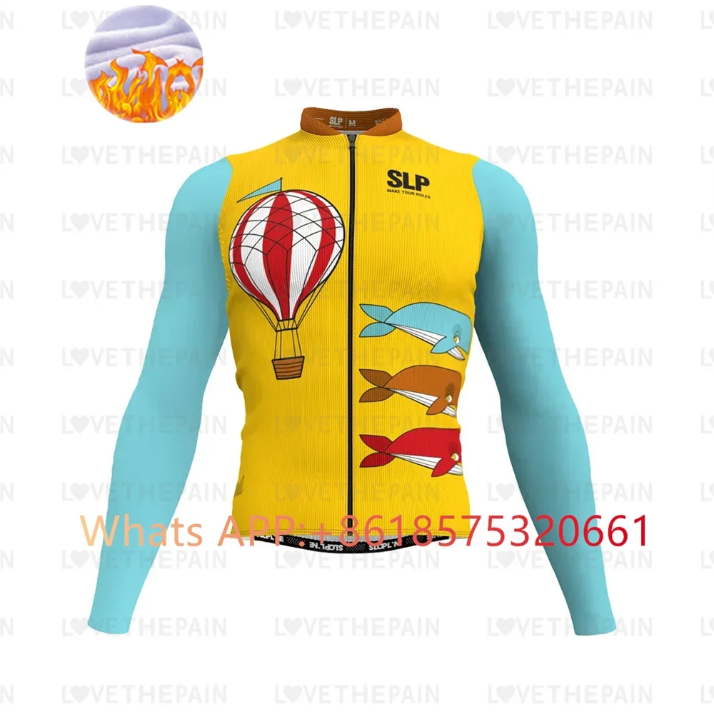 SLP 2024 Winter Thermal Fleece Cycling Jersey Top MTB Bike Outdoor slopline Men's Bicycle Clothing Long Sleeve Shirt Uniform new