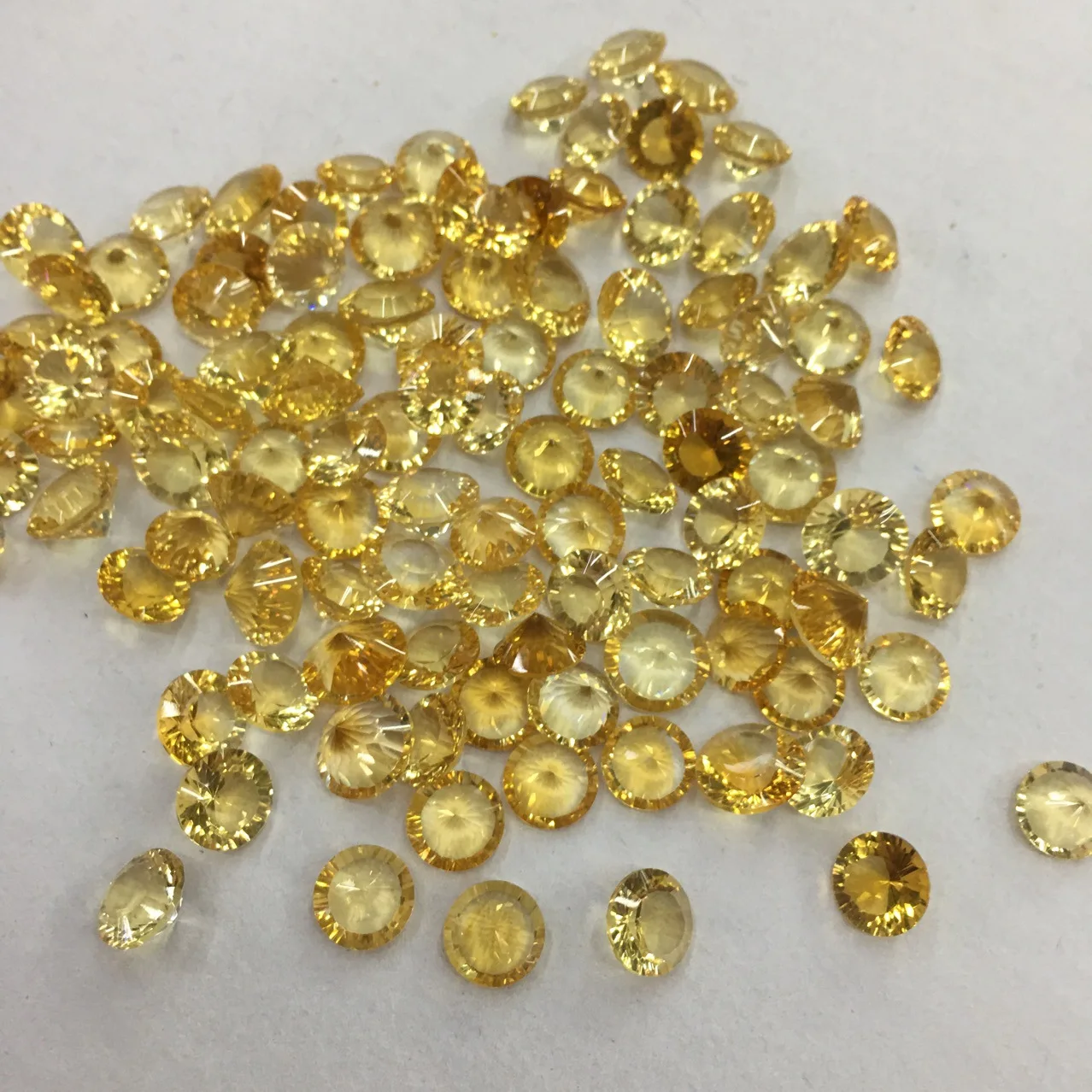 Wholesale 10pcs/pack Genuine Citrine 8mm Round Brilliant-cut Semi-Precious  Gemstone Jewlery Cabochon Ring Face