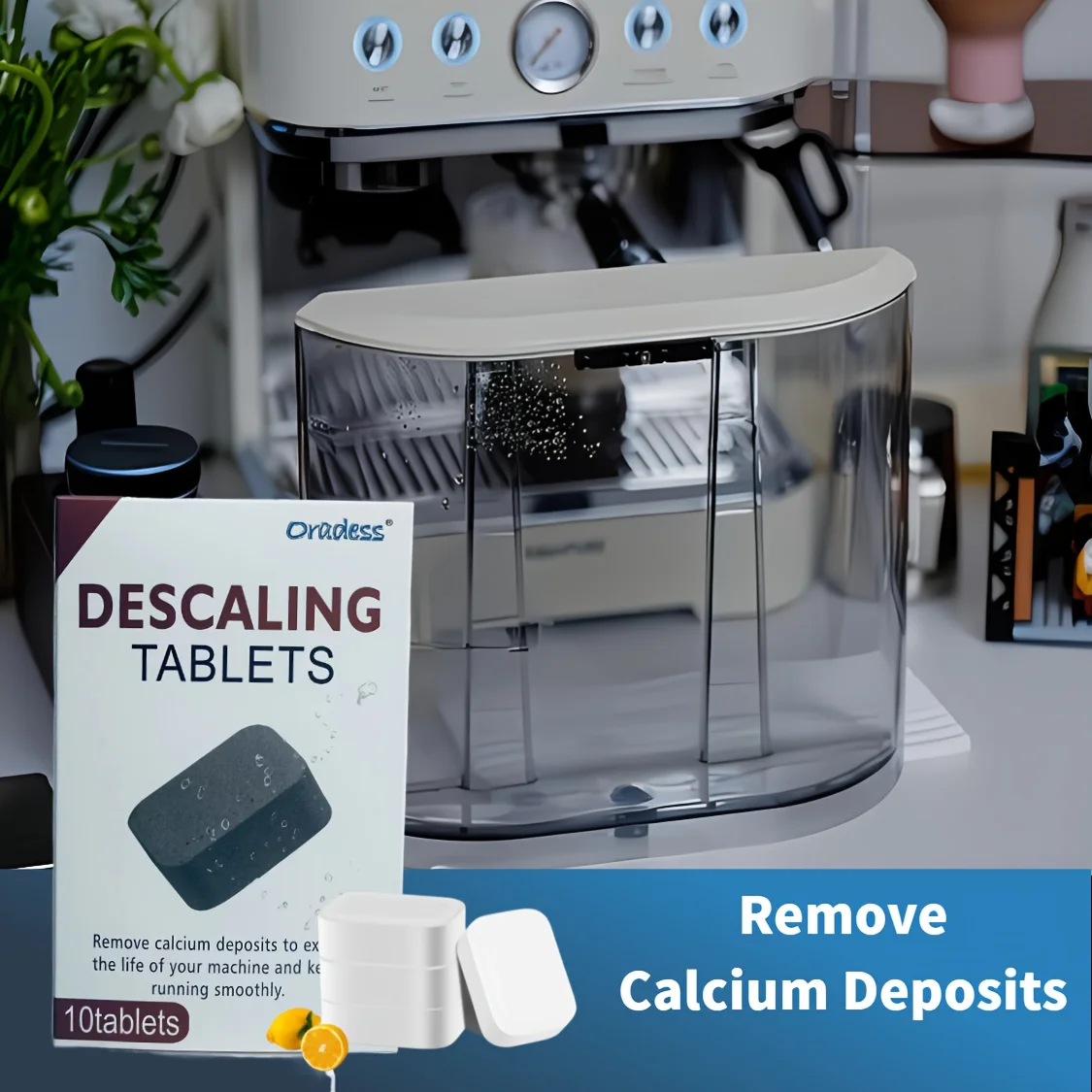 Portable Descaling Tablets for Coffee Machines -Quick Dissolve Calcium Remover for Deep Cleaning Coffee Makers,Kettle,Water Tank