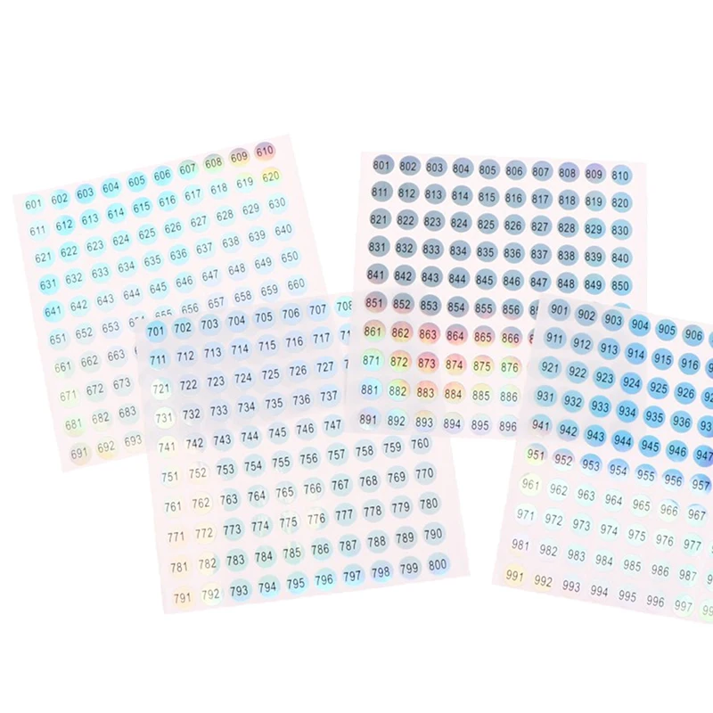 Waterproof Digital Label Stickers 1-1000 Self-adhesive Number Sticker for Nail Polish Tableware Scrapbooking DIY Craft