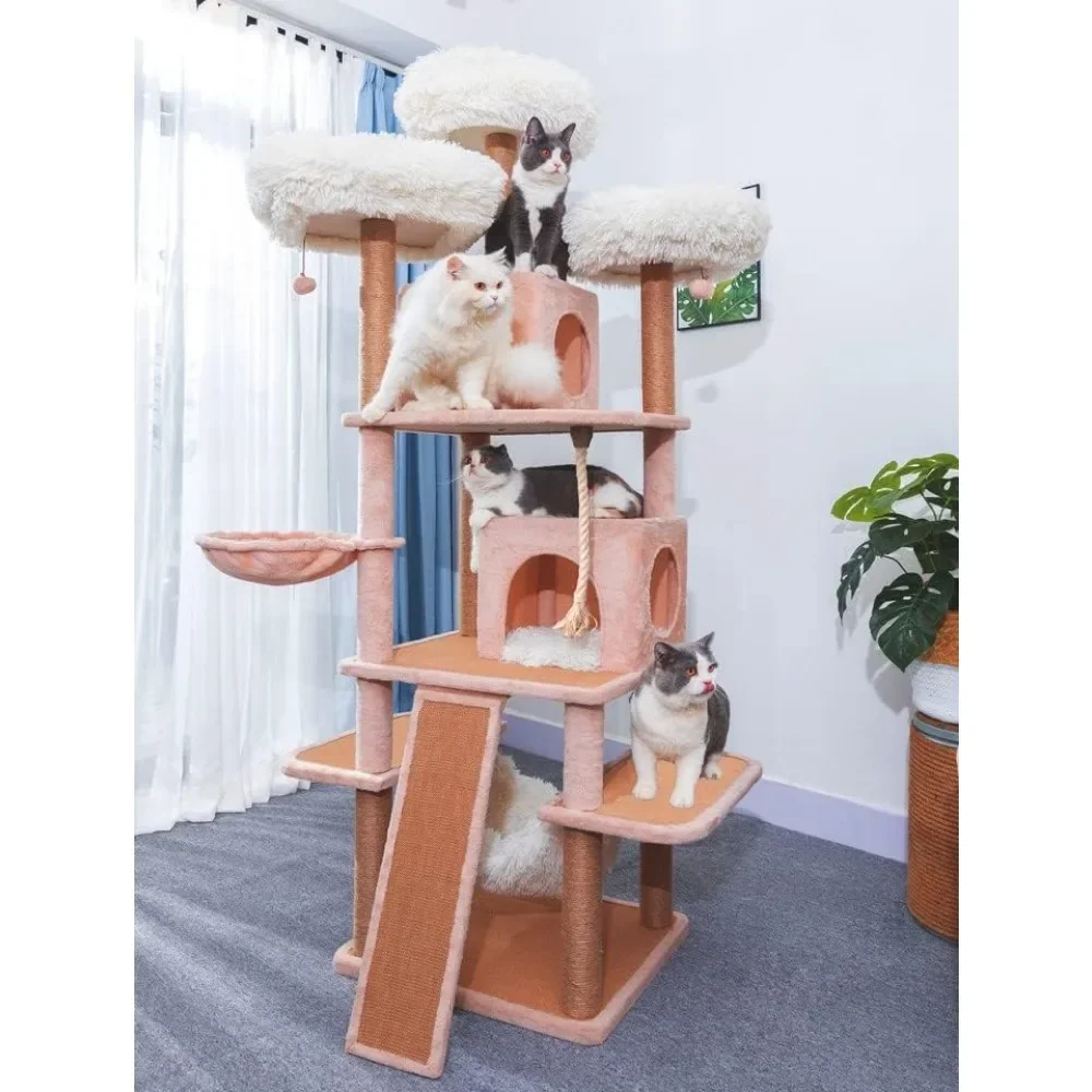 

Catry Castle Cat Tree - A Dynamic Cat Tower with Hammock, Scratching Post, and Playful Toy to Stay Around, Easy Assembled Sturdy