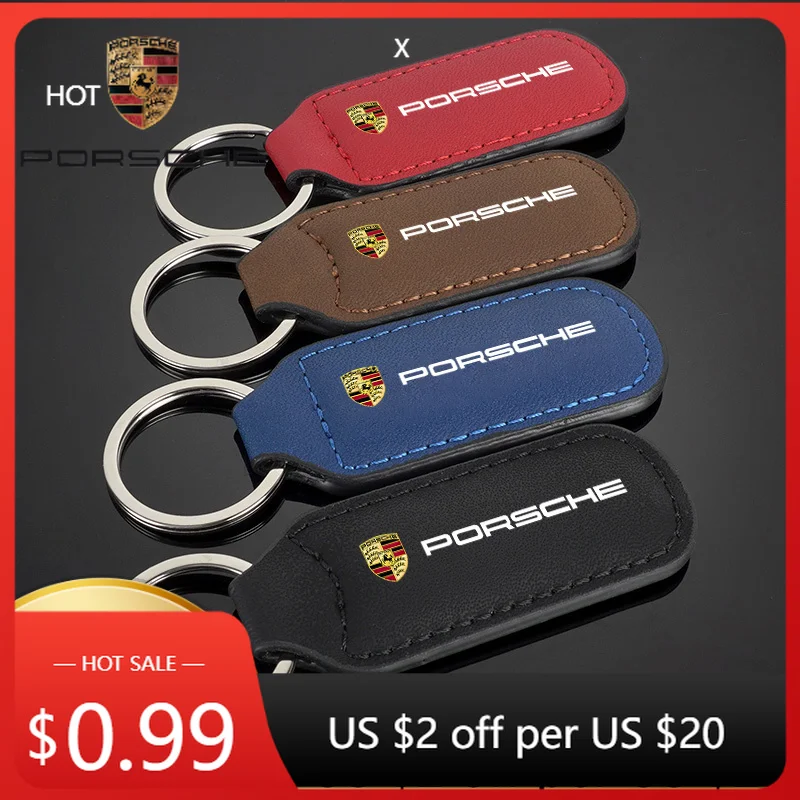 

Car Sticker For Porsche Leather Man Keyring Women Luxury Car Keychain Pendant Gift for Porsche Cayenne Panamera Macan 911 Taycan