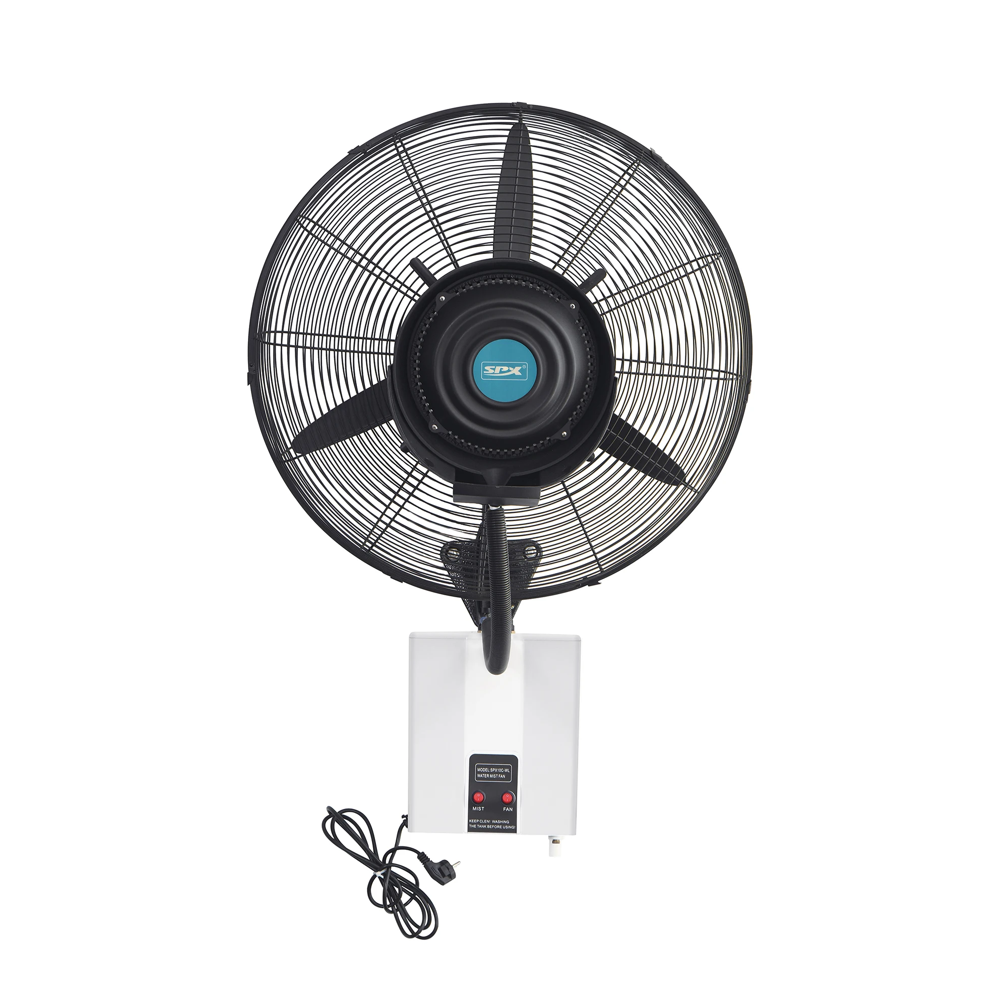 SPX Industrial Mist Fan 16L Outdoor Household Garage Hotel Applications Electric Pedestal Installation Metal Material Wall Fan
