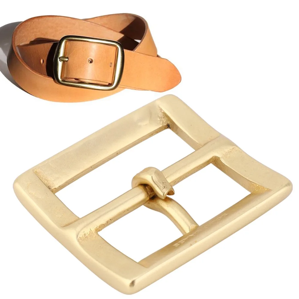 Metal Construction Brass Belt Buckle Single Pin End Bar Sturdy Build Roller Buckle 38x48mm Size Single Prong Buckle Belt Making
