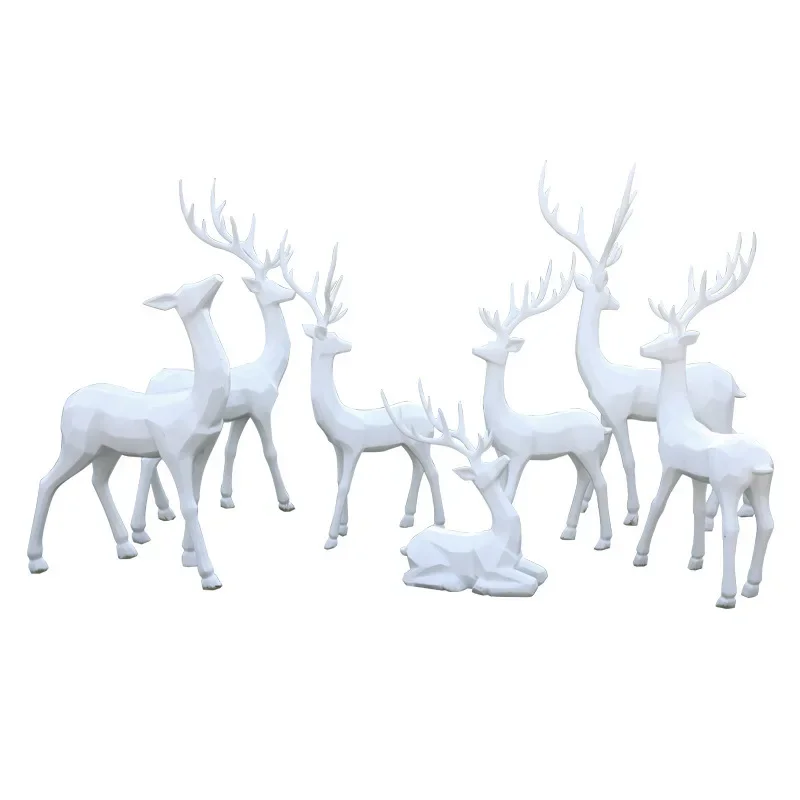 

Abstract deer ornament outdoor fiberglass geometric block surface deer sculpture garden landscape park green
