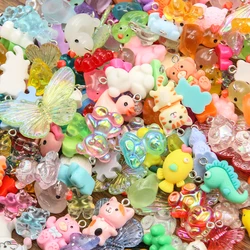 10Pcs 10 Styles Mix Animal Butterfly Cat Duck Resin Earring Charms Diy Findings Keychain Bracelets Pendant For Jewelry Making
