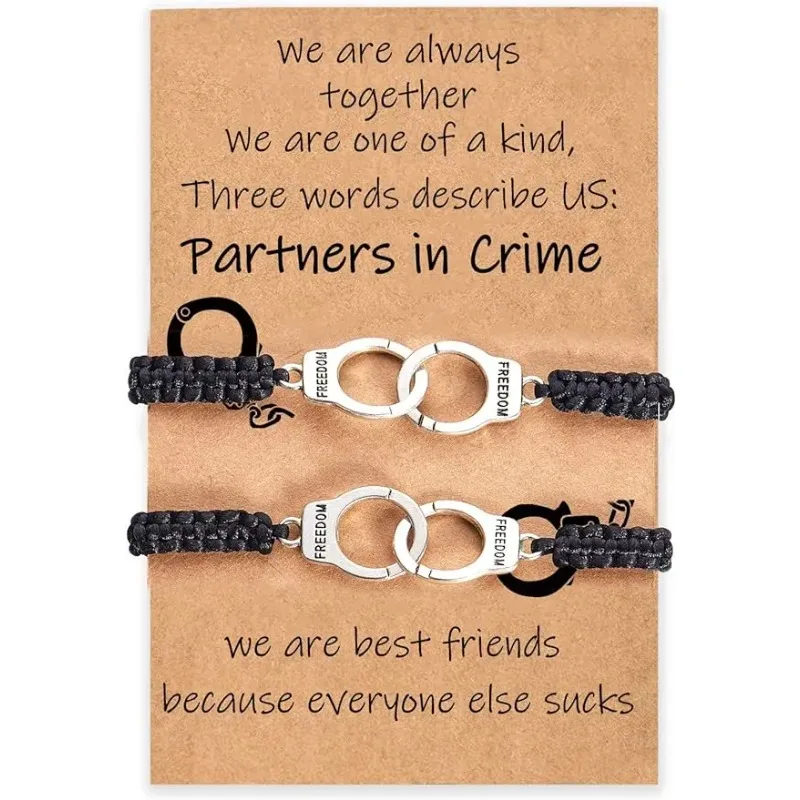 Best Friend Bracelet Birthday Gifts for Women Friendship Bracelets for 2 Partner in Crime Handcuff BFF Gifts