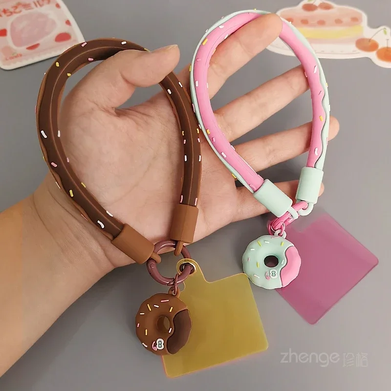 

Silicone Donut Phone Strap Cartoon Short Wristband Phone Case Universal Detachable Clip Cellphone Lanyard Cute phone charms