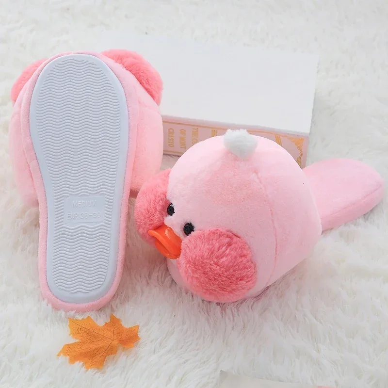 Net red hyaluronic acid little yellow duck slippers women's warm Plush home indoor non slip cotton slippers in autumn and winter