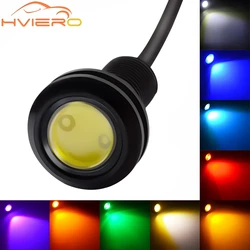 18mm carro olho de águia lâmpada drl led vermelho backup invertendo freio estacionamento lâmpadas sinal volta luzes diurnas motocicleta luz nevoeiro