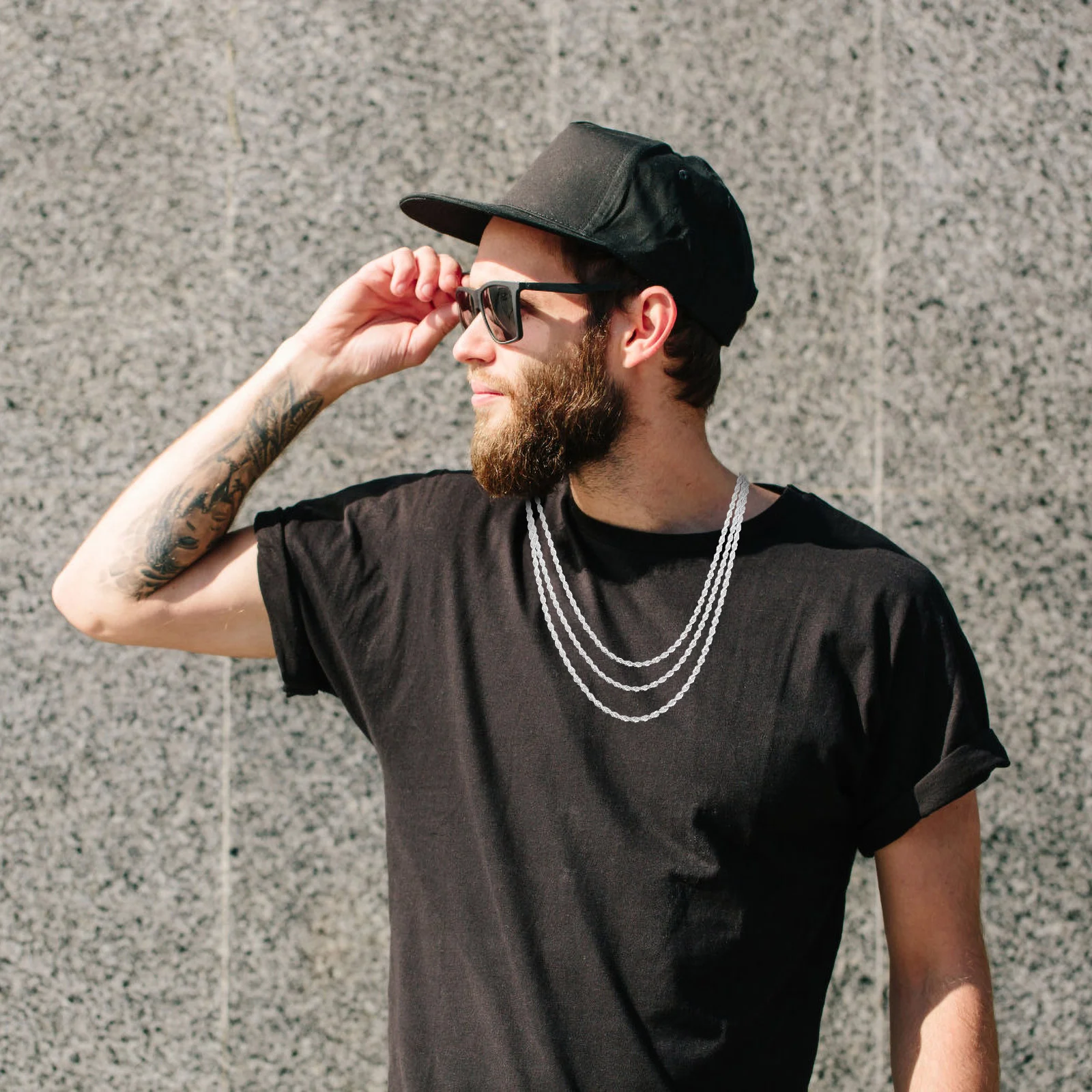 3 Buah Rantai Kalung Pria Link Versi Korea