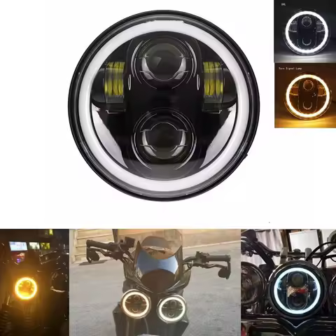 1pcs 5.75inch LED Headlight Motocycle For Harley Sportster 1200 883 Street 500 750 5-3/4" Projector Led Halo Angel Eyes Headlamp