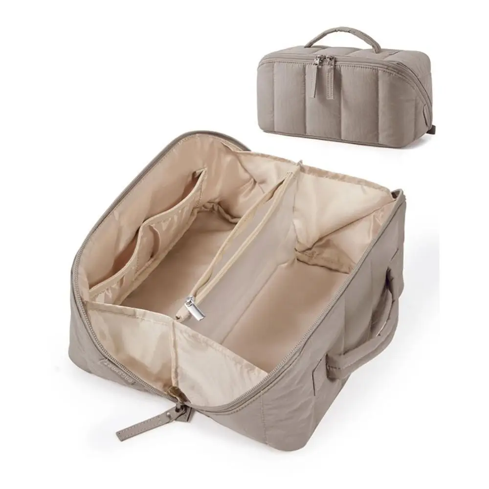 Portable Travel Makeup Bag Water-resistant Open Flat Make Up Organizer Pouch Puffy Padded Large Capacity Toiletry Bag for Women