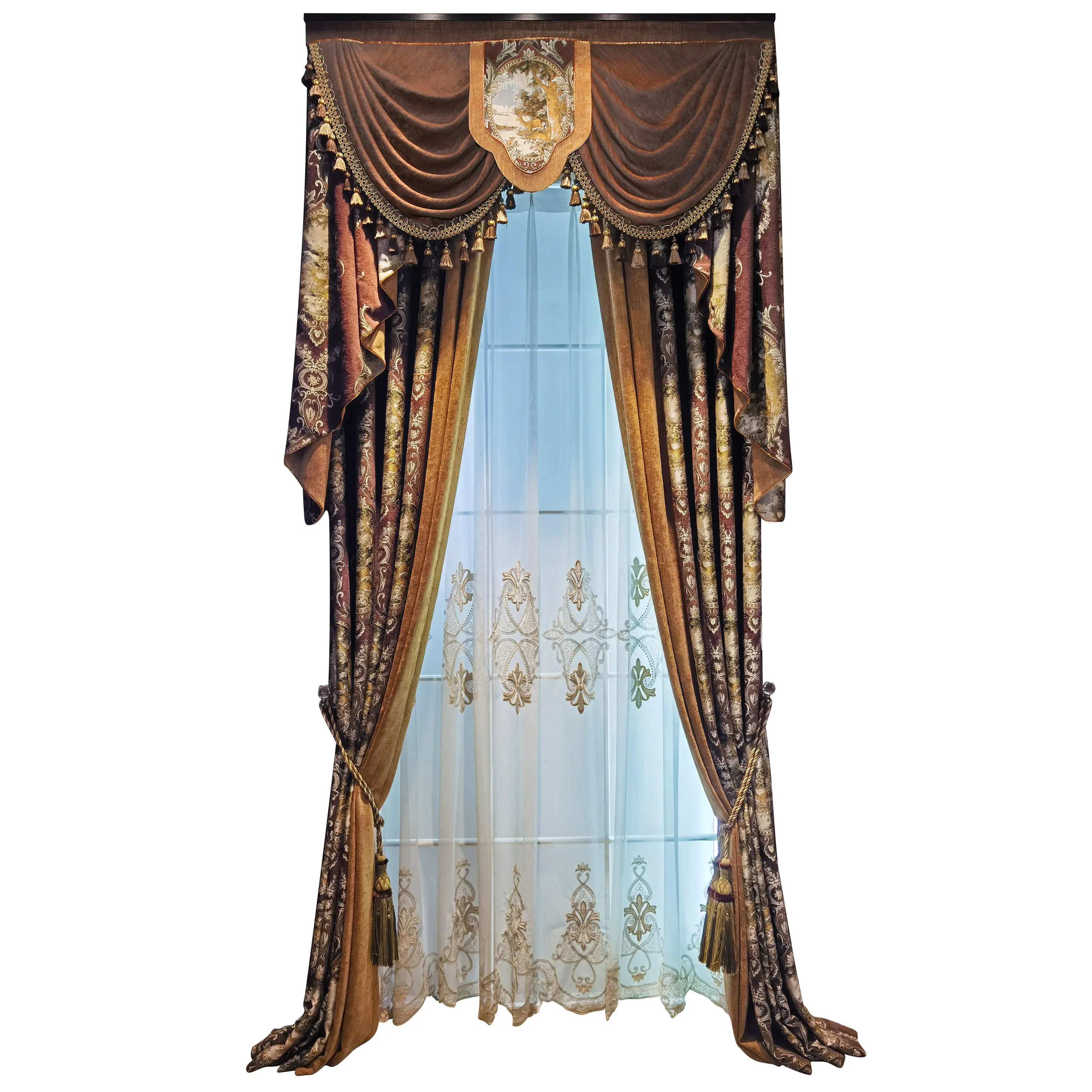 European American Curtains for Living dining Room Bedroom  Retro High-end Court French Villa Blackout Luxury Atmosphere High-end