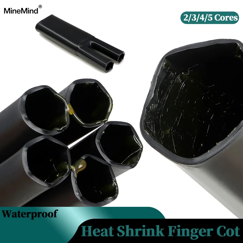 2/5/8/10P 1KV Glue‑Lined Heat Shrinkable Finger Sleeve 2/3/4/5 Cores Waterproof Insulation Shrink Branch Cable Protective Sleeve