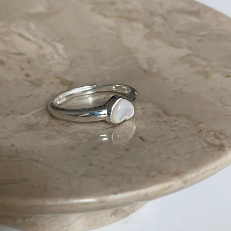 BF CLUB – bague en argent Sterling 925 pour femmes, bijoux en pierre de cœur, Simple, ouvert, Vintage, fait à la main, allergie, cadeau d'anniversaire de fête