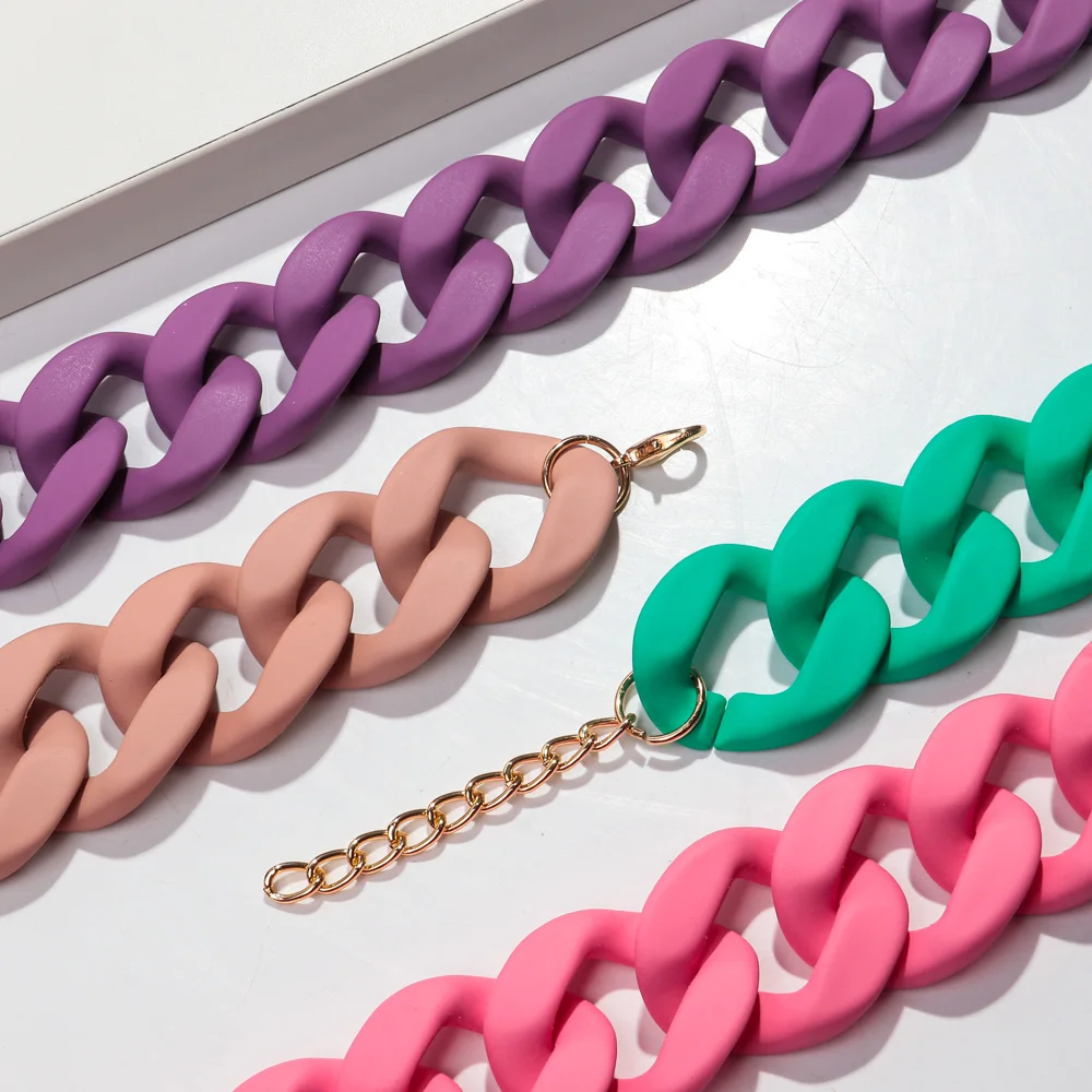Neue Bunte Matte Acryl Breite Kette Choker Halsketten für Frauen Aussage Böhmischen Harz Chunky Kragen Halskette Mode Schmuck – Detail 19