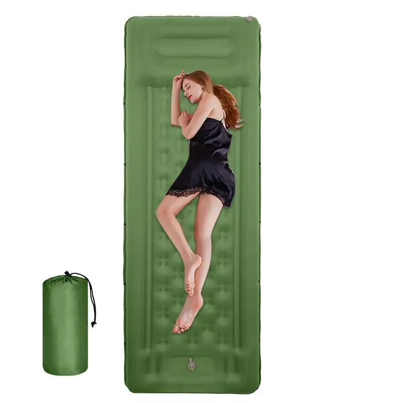 Inflatable Camping Mattress Sleeping Self-Inflating Mat For Camping Roll-Up Thickened Mattress Camping Pad With Built-in Pump &