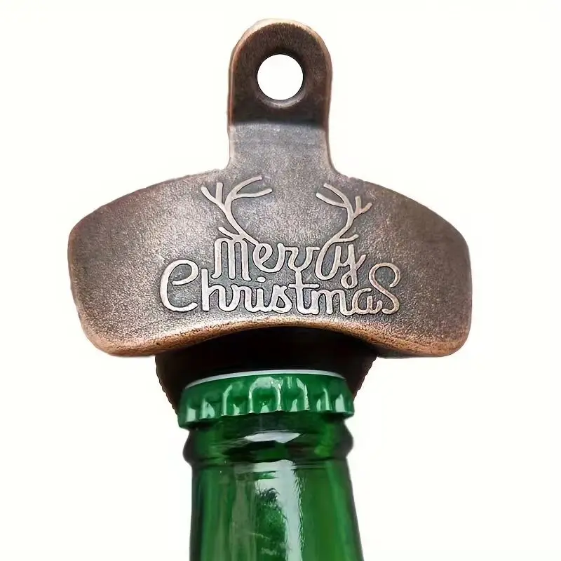 1pc Merry Christmas Wall Mounted Bottle Opener Solid Beer Opener Tools BBQ DIY Bar Decorative Kitchen Gadgets Christmas Gifts