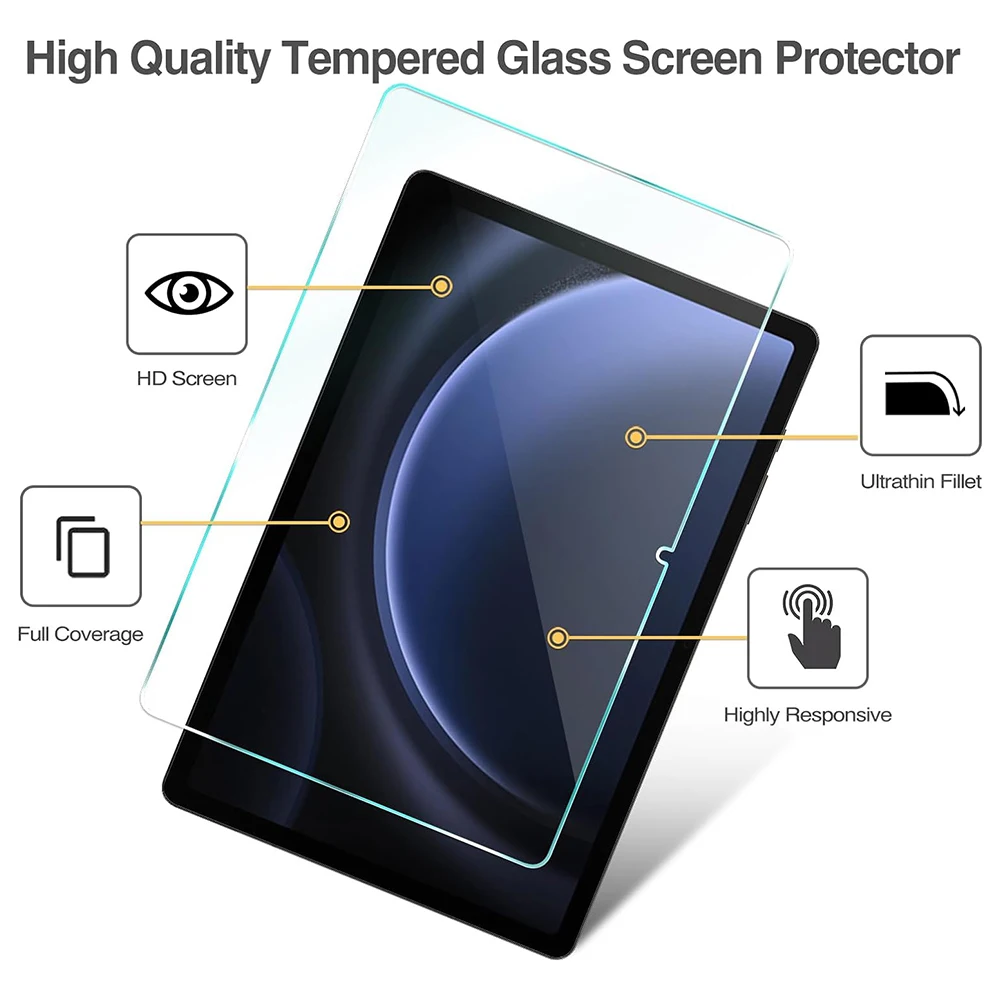 Tempered Glass For Samsung Galaxy Tab S9 FE Plus 12.4 Inch 2023 Screen Protector S9 FE+ SM-X610 SM-X616B HD Clear Film