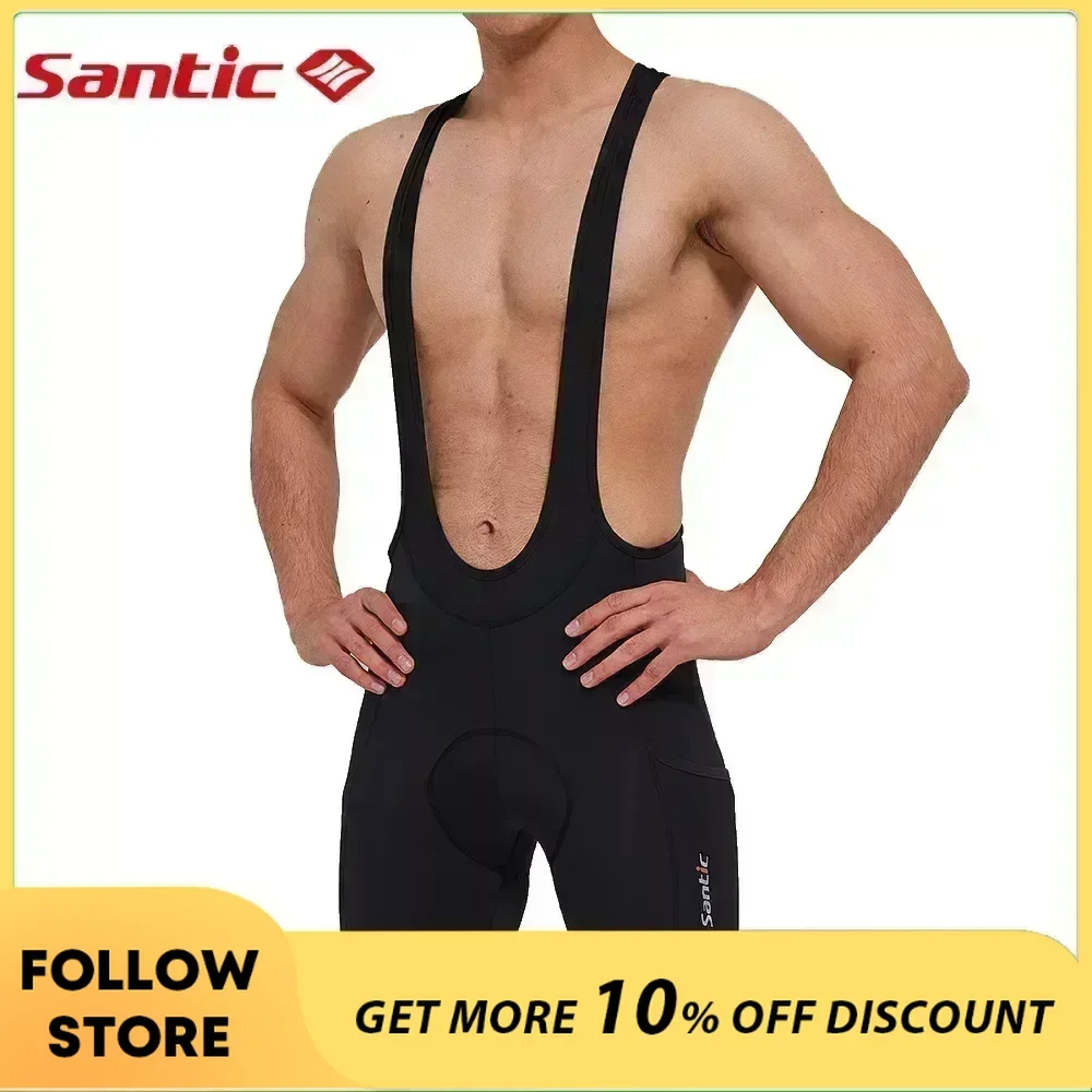 

Santic Cycling Bib Shorts Men 4D Padded MTB Biker Shorts Summer Breathable Mesh Mountain Bicycle Pants with Pockets Asian Size