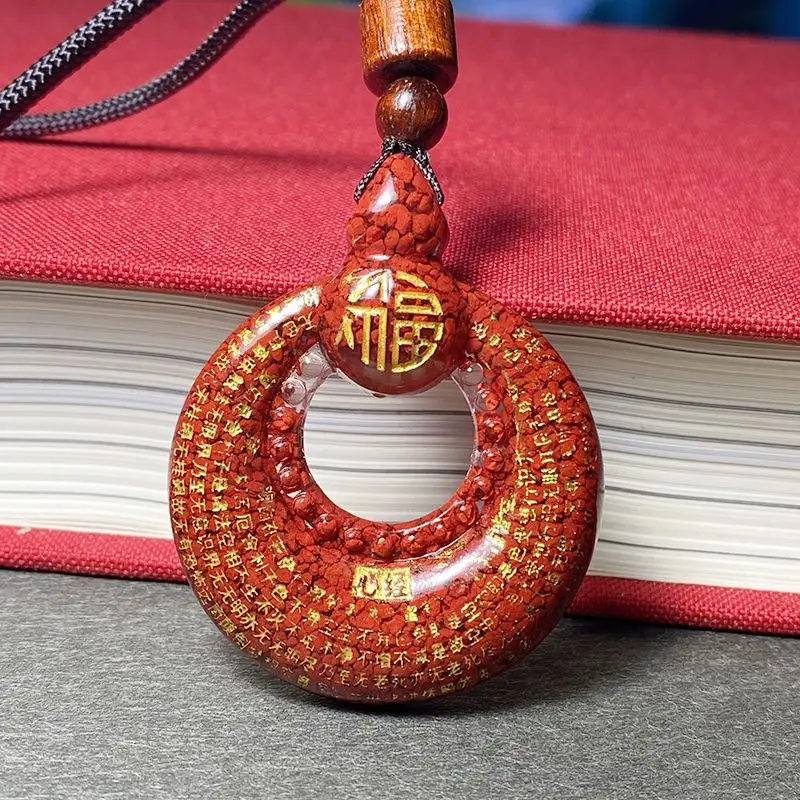 

Подлинная киноварь, кристалл песка, полый бренд Fushou, подвеска-талисман на шею