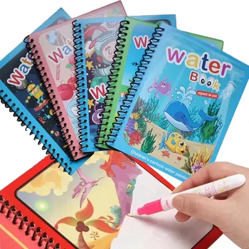 เด็กใหม่ Magic Water Drawing หนังสือสมุดระบายสีภาพวาดของเล่น...