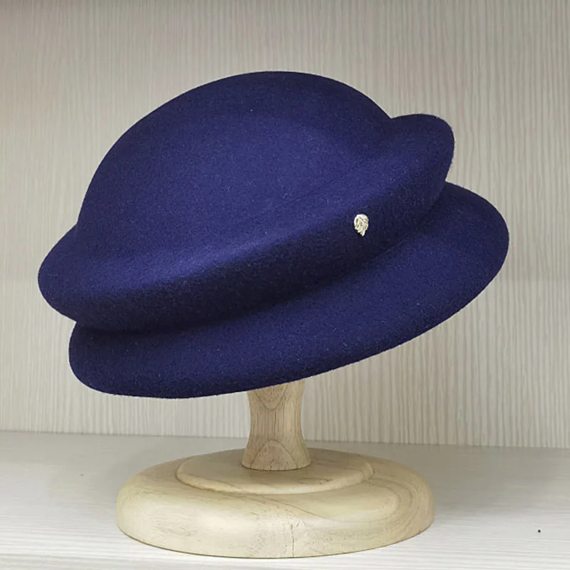 Pikantny Beret modniarski francuski styl kobiet ciepła czapka wełniana czapka zimowa Lady ślubny kościół kapelusze Fedora kaszkiet filcowy kapelusz mody