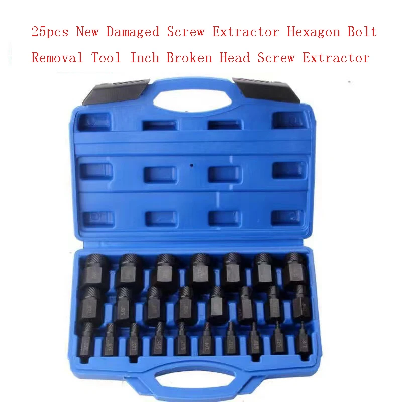 

25pcs New Damaged Screw Extractor Hexagon Bolt Removal Tool Inch Broken Head Screw Extractor