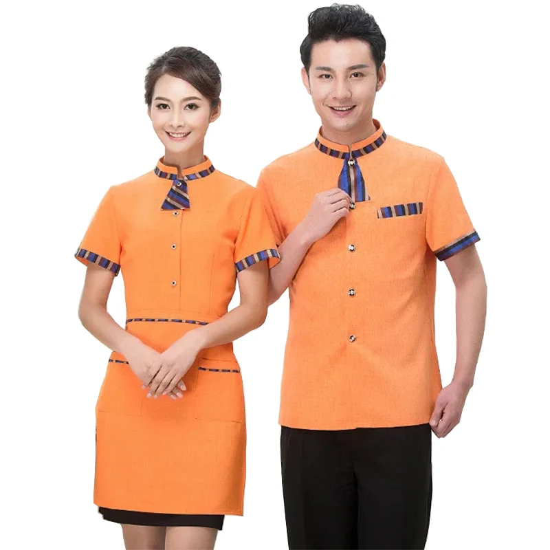 Summer Restaurant Waiter Uniform Women Cafe Kitchen Chef Uniform Bakery Work Wear Cooffee Shop Waitress Uniform Hot Pot Overalls