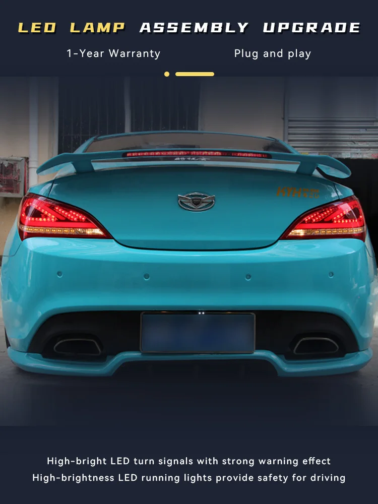 Car Lights For Hyundai Rohens Coupe 2009-2013 LED Auto Taillight Assembly Upgrade Bifocal Lens Xenon Tail Lamp Tool Accessories