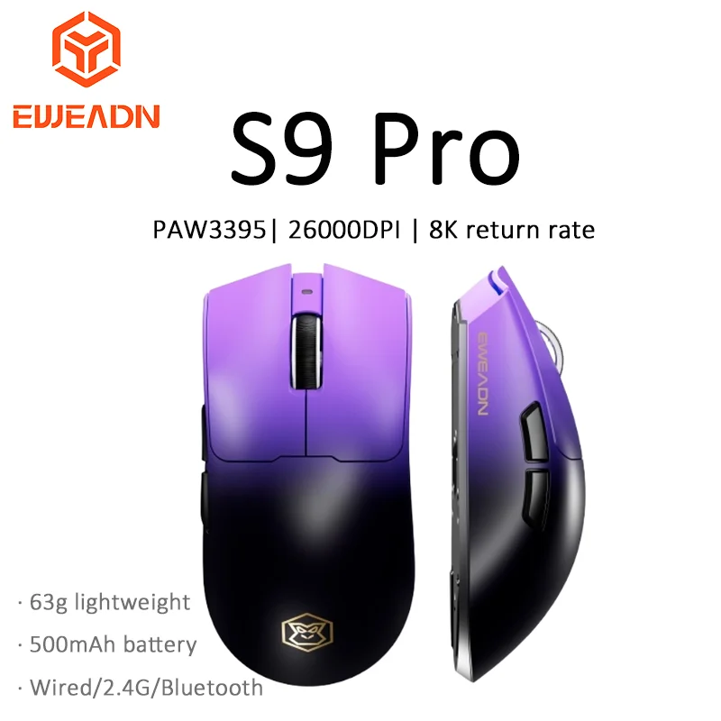 

Беспроводная мышь EWEADN S9 Pro, игровая Bluetooth, легкая, Pro, компьютерная, офисная, проводная/2,4G/Bluetooth, DPI26000