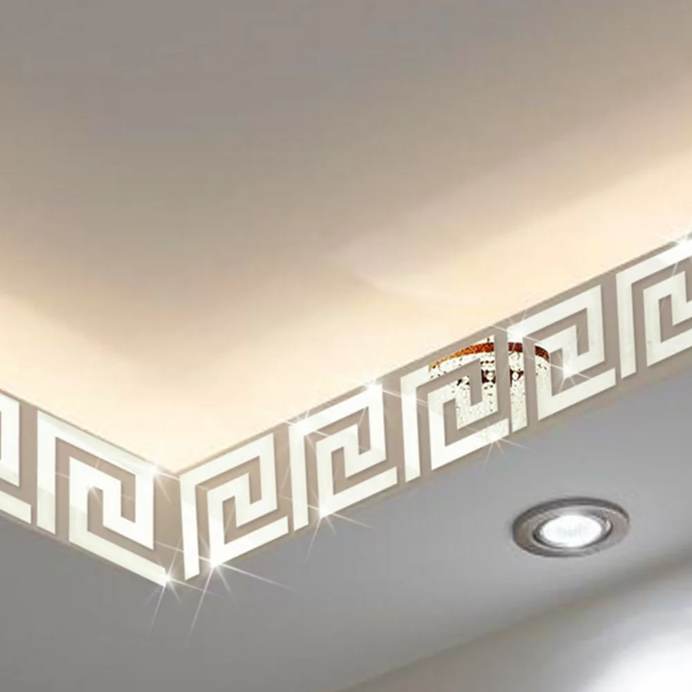 Multi functional 10pcs Acrylic Mirror Waist Line Building Border Edge Strip Wall Sticker for Versatile Decoration