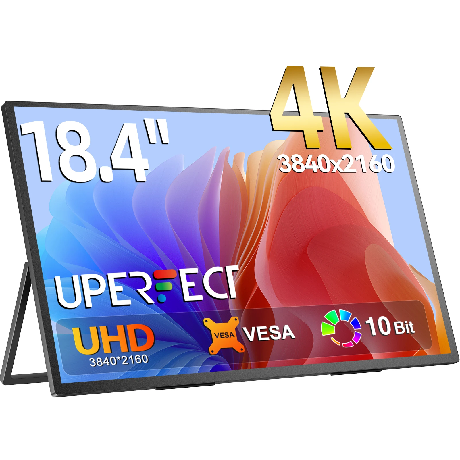 

UPERFECT 18,4-дюймовый портативный монитор 4K для игровых ПК с дисплеем IPS HDR для ноутбука, ТВ, внешний второй экран с подставкой VESA Type-C HDMI