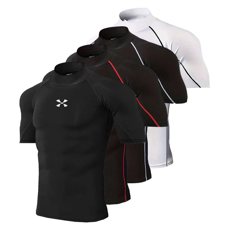 new Men Running Compression T-shirt Short Sleeve Sport Tees Gym Fitness Sportshirts Male Jogging Tracksuit Athletic Shirt Tops