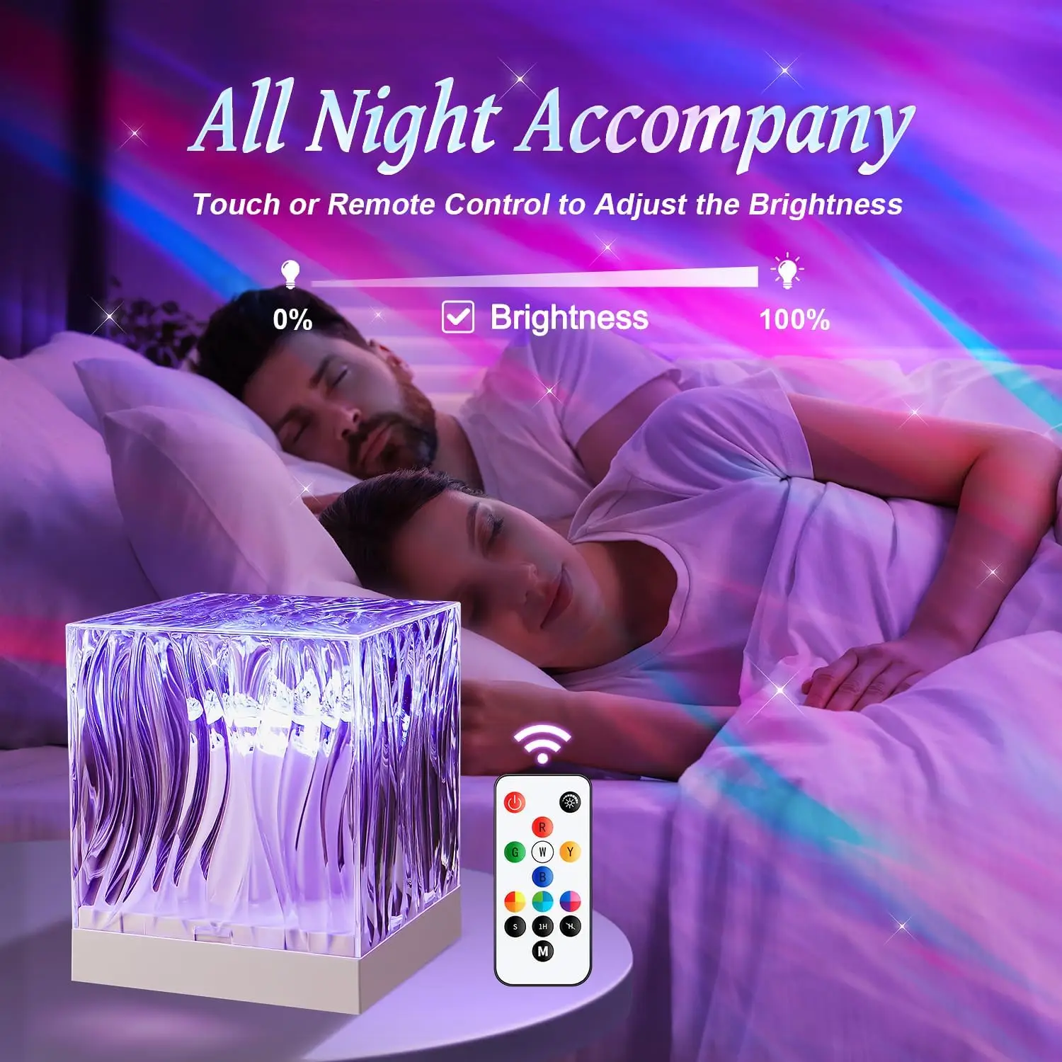 LED Crystal Lamp Aurora Northern Light Projector Night Light Remote & Timer 17 Colors Water Ripple Lamp for Bedroom Sunset Light